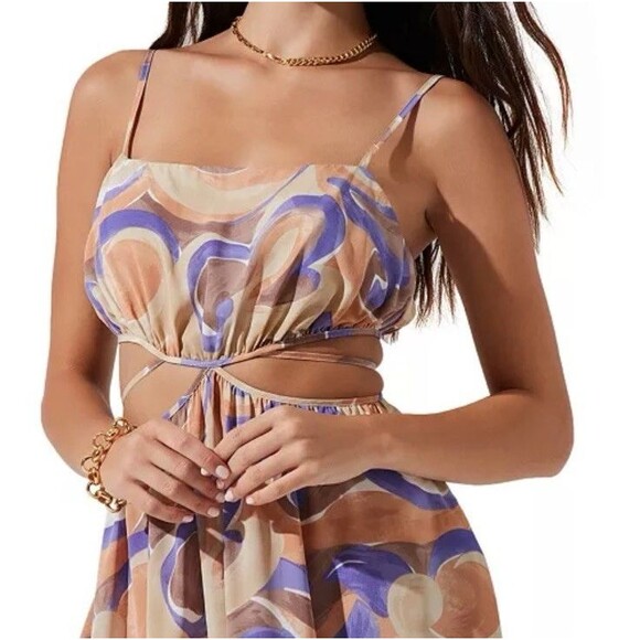ASTR the Label Maxi Dress Sundress Cut Out Vacation Retro Festival M - Picture 10 of 11